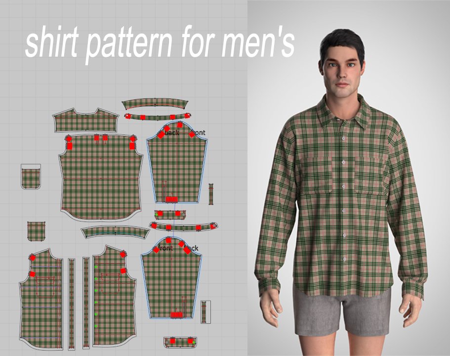 #45 Shirt pattern long sleeve for men's Apparel solutions