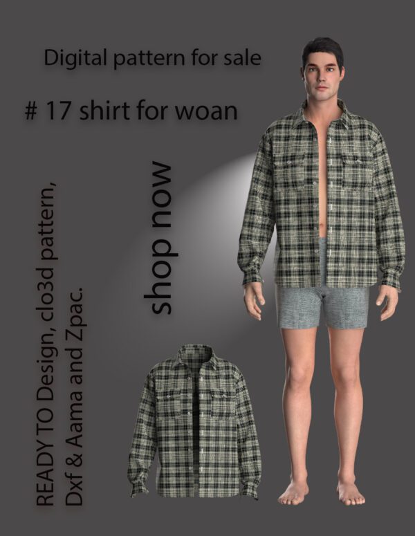 shirt clo3d pattern for men's wear (17) for sale