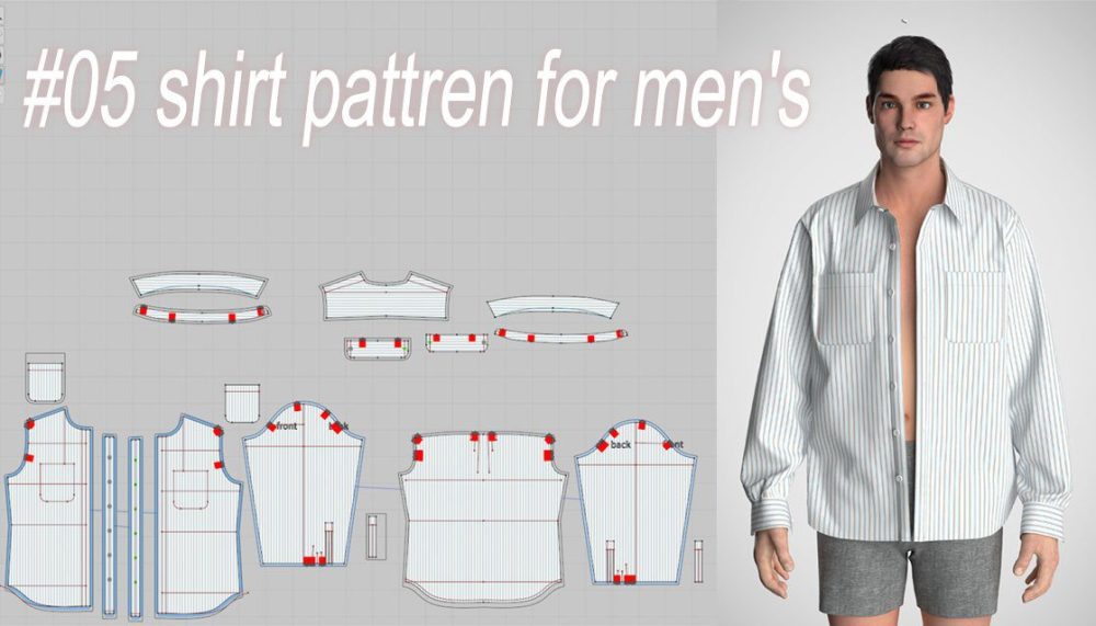 #05 shirt pattern for men's wear
