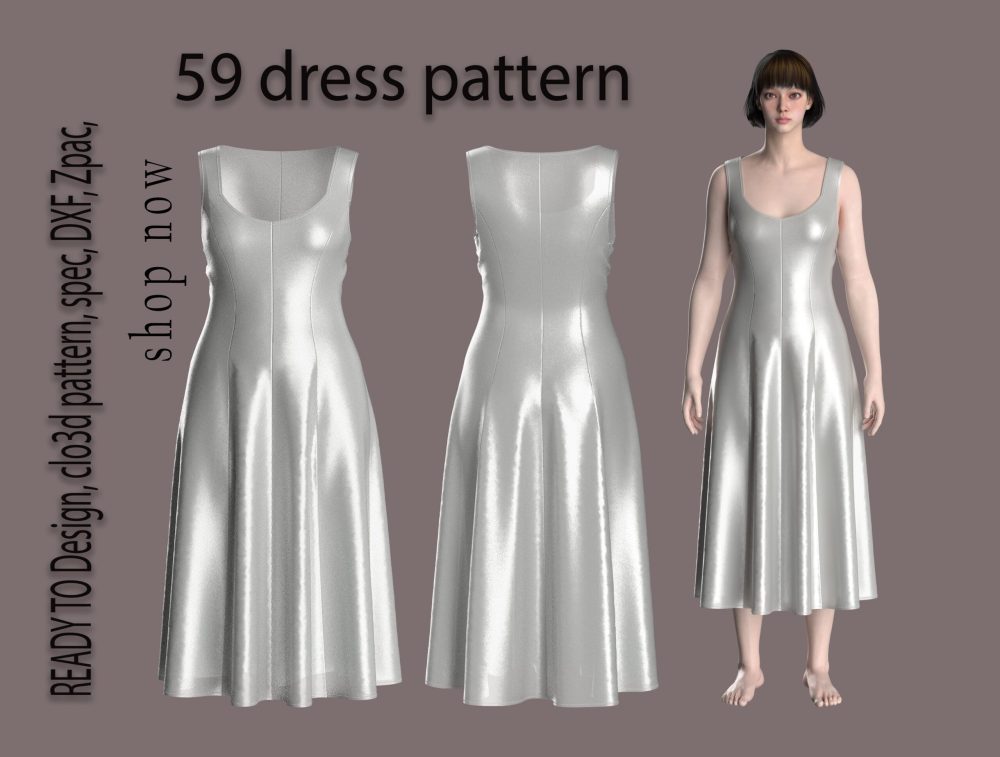 59 dress dxf pattern for women