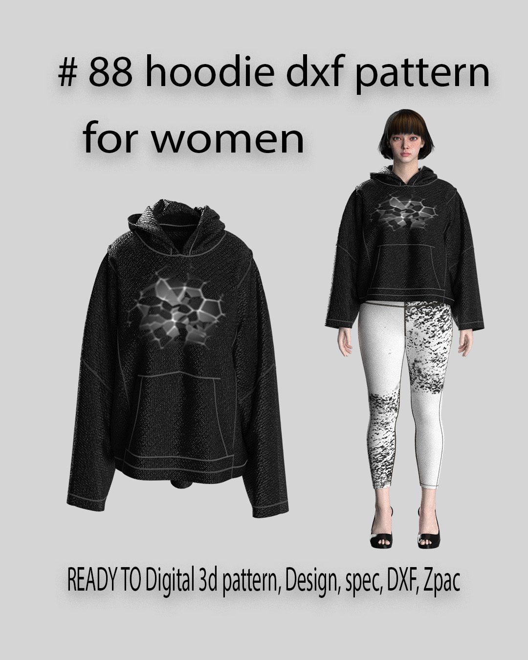 # 88 hoodie Dxf pattern for women wear
