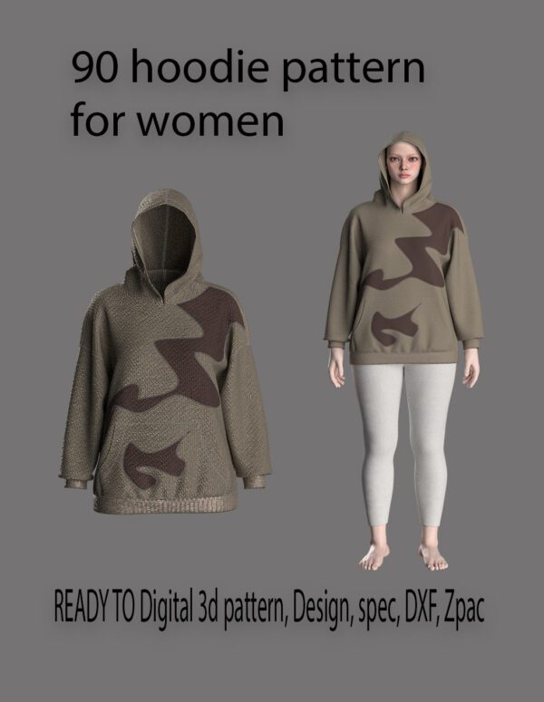 90 hoodie Dxf pattern for women wear