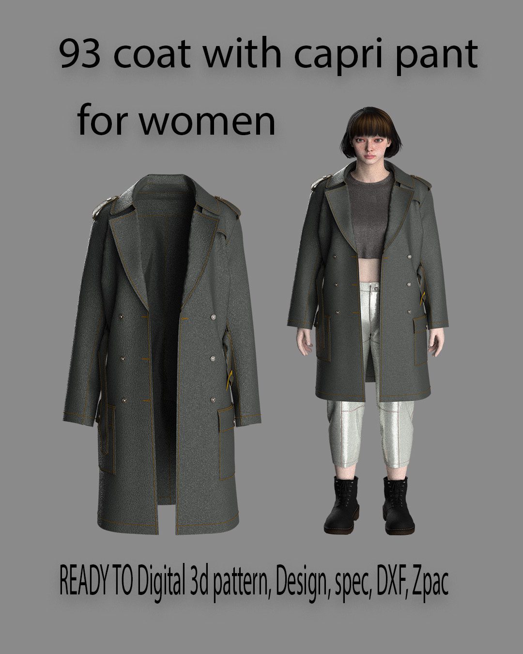 93 coat with capri pant for women