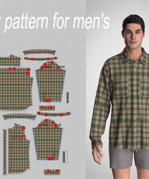 #45 Shirt pattern long sleeve for men's