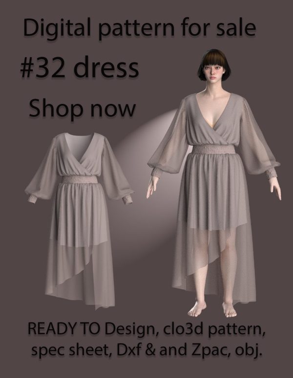 #32 dress clo3d pattern for women