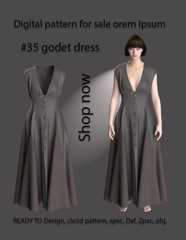 #35 godet dress pattern for women