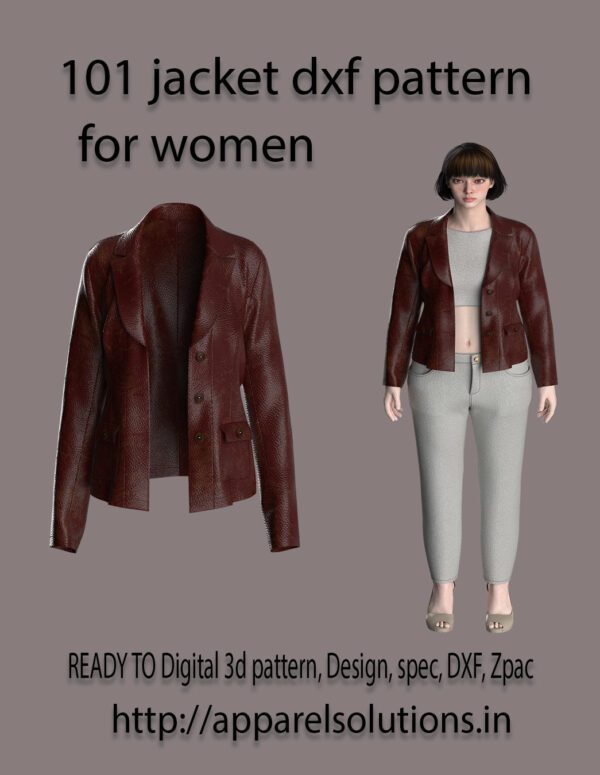 101 jacket Dxf and Aama digital pattern for women wear