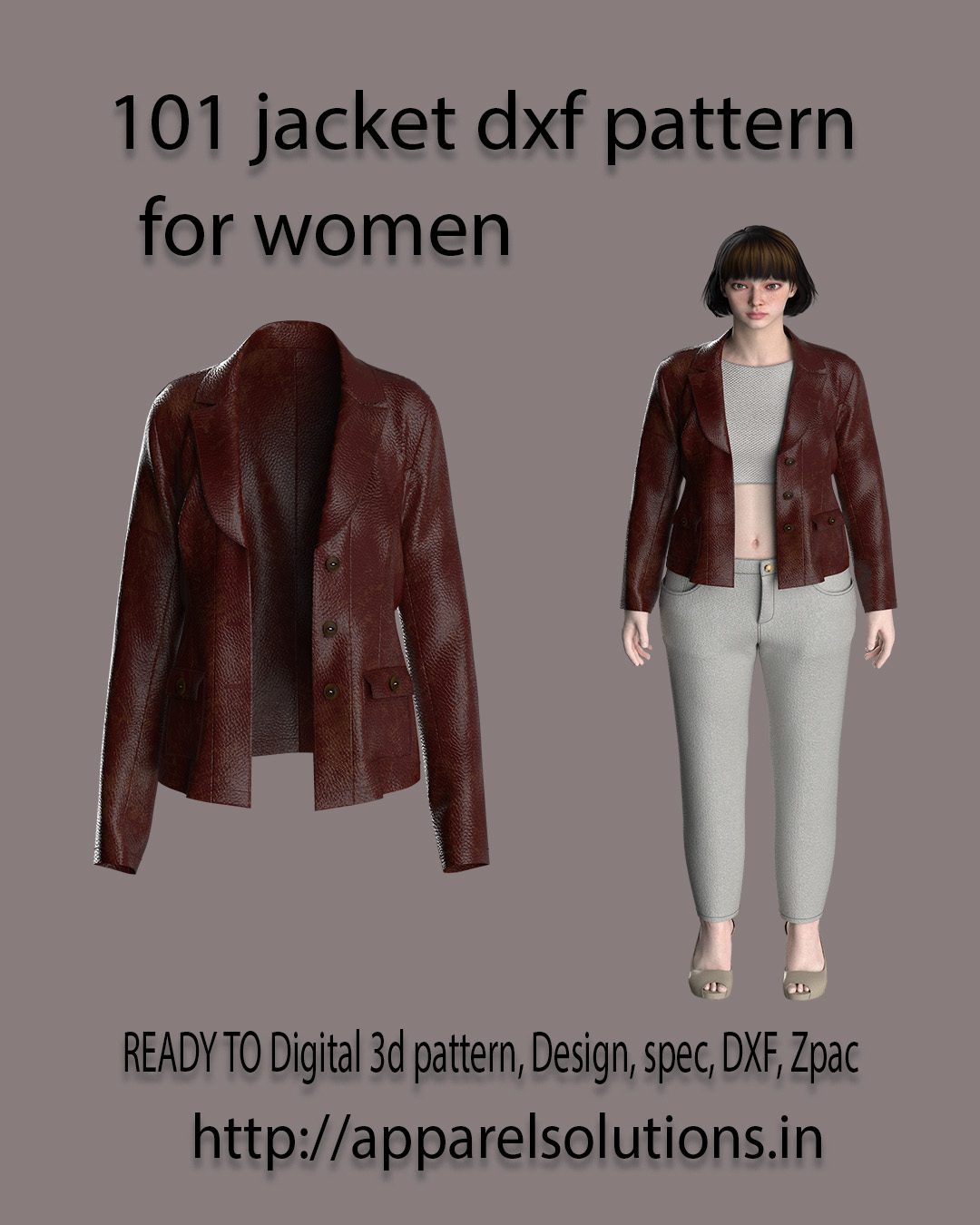 101 jacket Dxf and Aama digital pattern for women wear