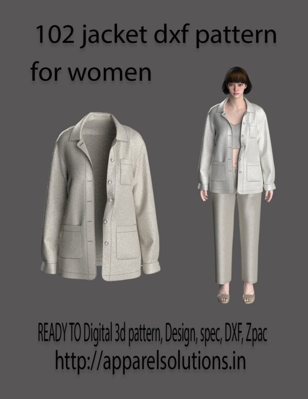 102 jacket Dxf and Aama digital pattern for women wear