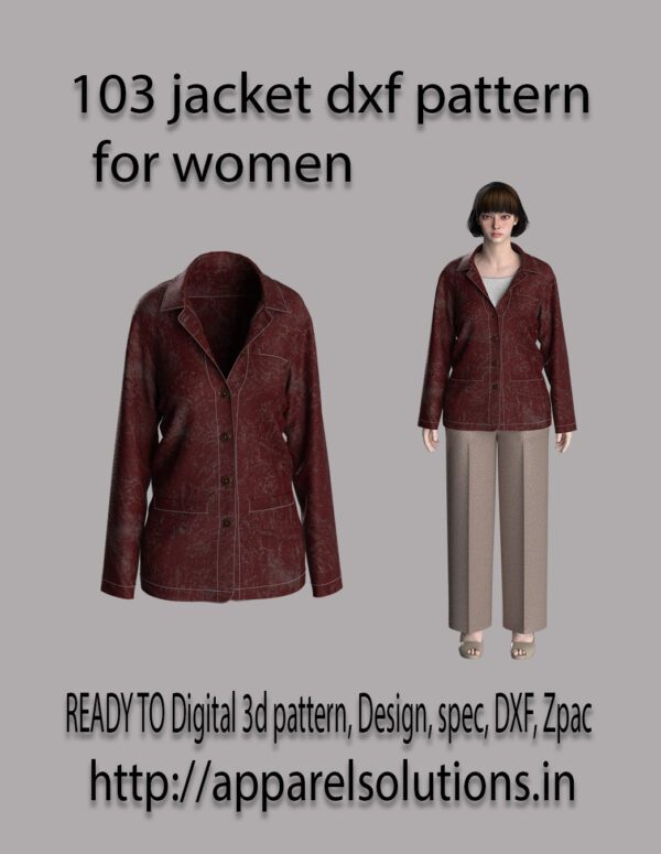 103 jacket Dxf and Aama digital pattern for women's wear