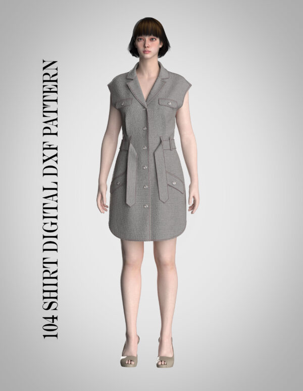 104 long shirt digital Dxf pattern for women wear in USA